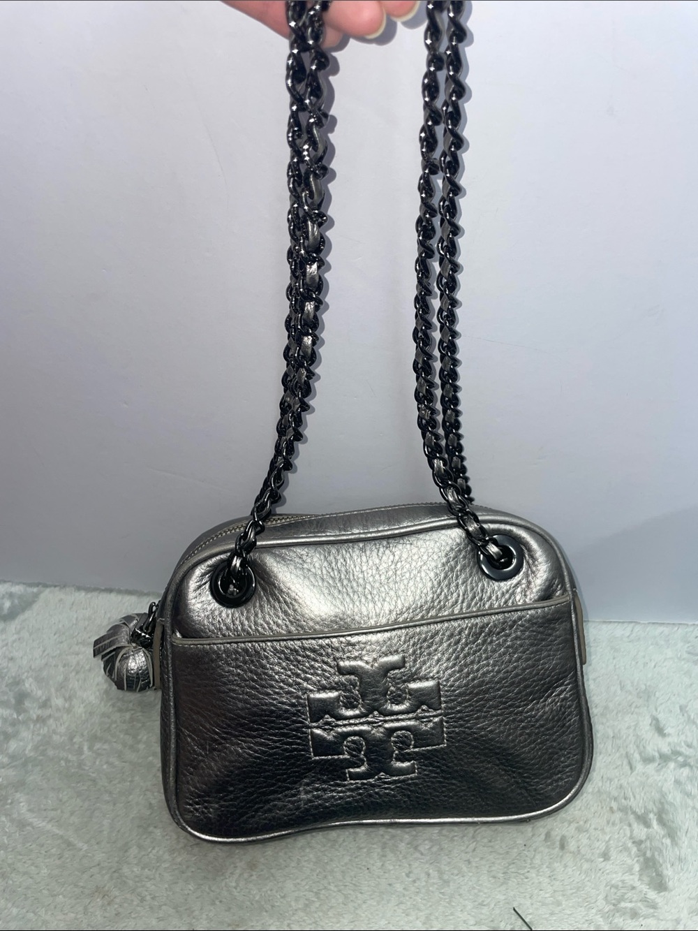 Tory Burch ‘Thea’ Metallic Leather Crossbody